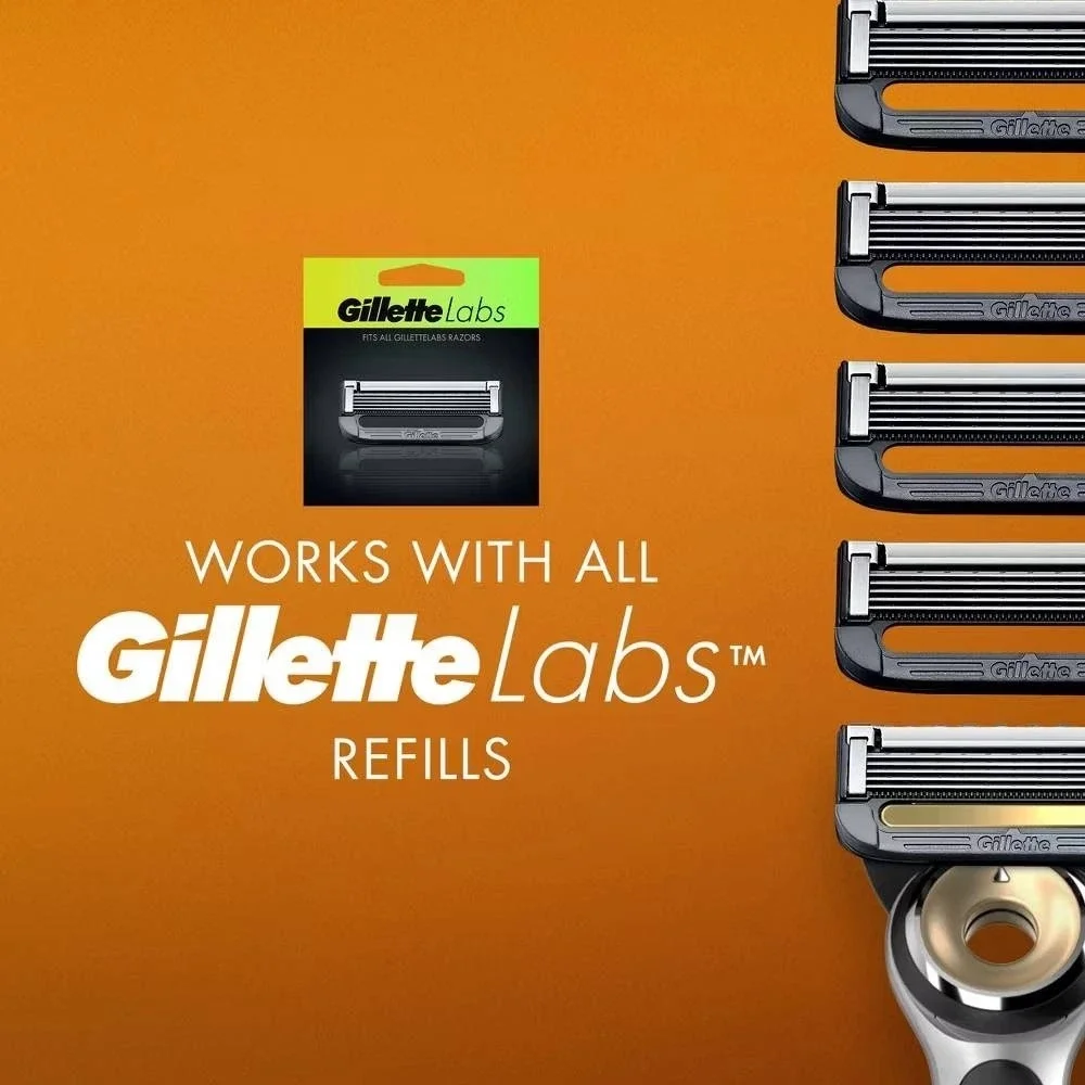 Gillette Labs Heated Razor Kit Men Hot Shave Handle 5-Blade Carts, Charging Dock